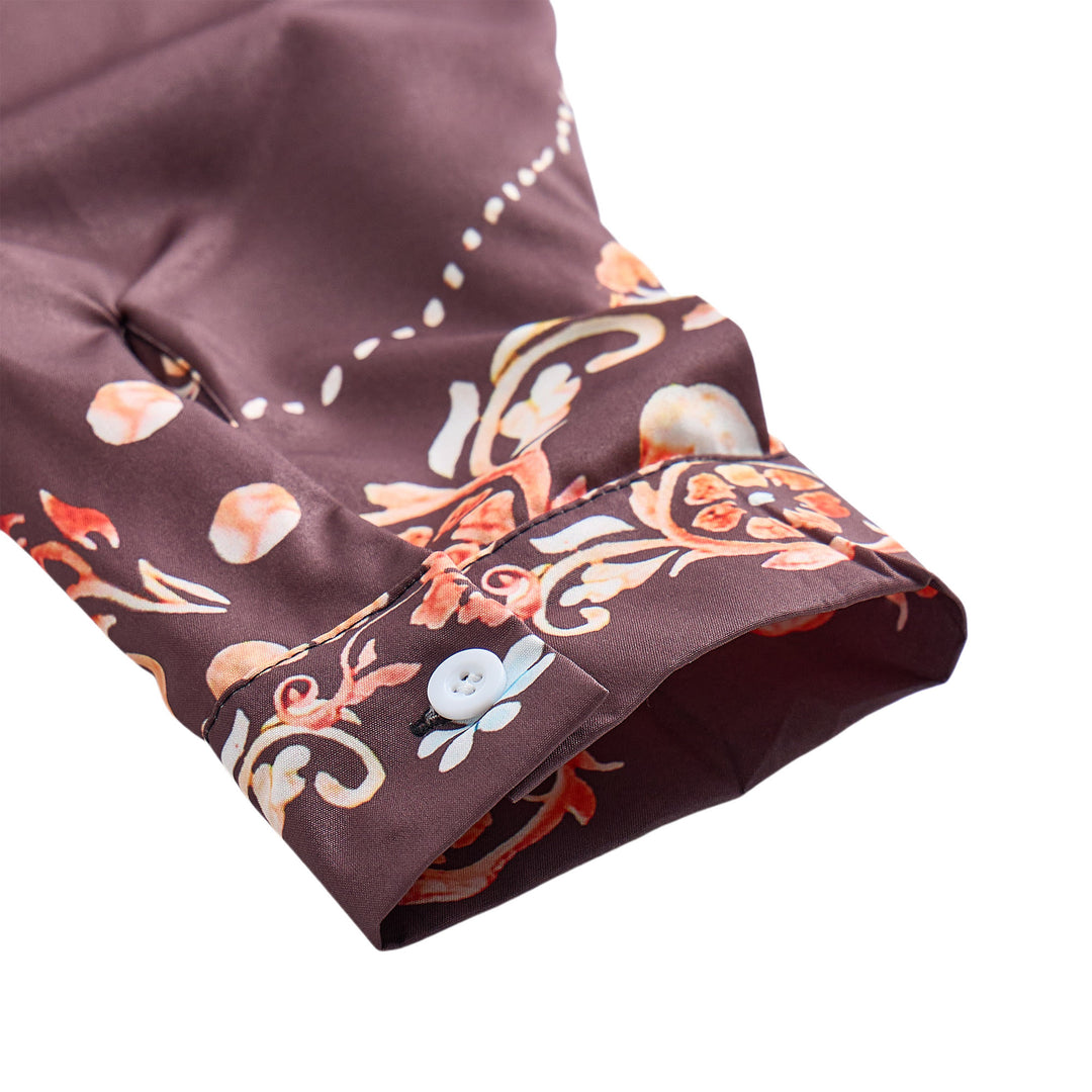 Chemise habillée homme à empiècement western et imprimé floral marron - image 7