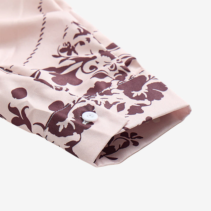 Chemise habillée pour homme, style campagne, à imprimé floral beige et marron - image 8