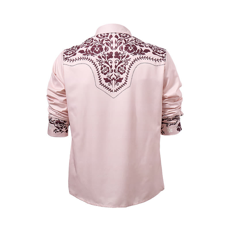 Chemise habillée pour homme, style campagne, à imprimé floral beige et marron - image 10