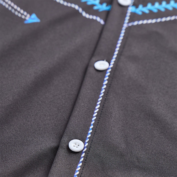 Chemise habillée western pour homme, à imprimé floral noir et bleu - image 5