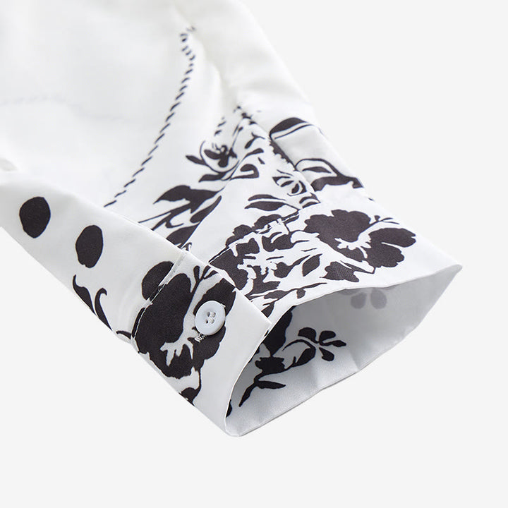 Chemise habillée western élégante pour homme, à imprimé floral blanc et noir - image 7