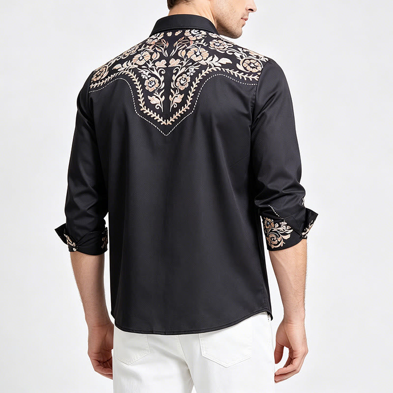 Chemise habillée western à empiècement imprimé floral vert forêt foncé pour homme - image 3