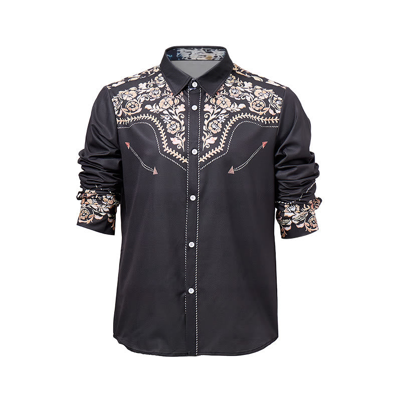 Chemise habillée western à empiècement imprimé floral vert forêt foncé pour homme - image 8