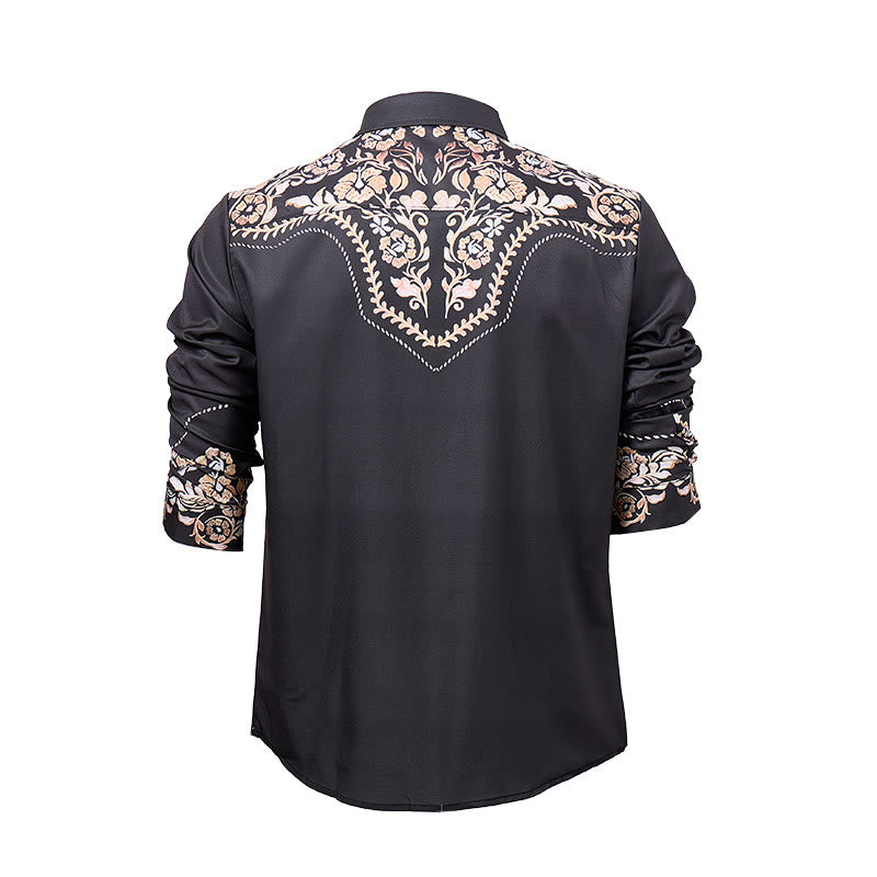 Chemise habillée western à empiècement imprimé floral vert forêt foncé pour homme - image 9