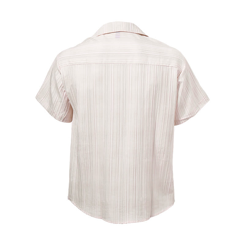Chemise beige texturée artisanale avec broderie noire - image 10