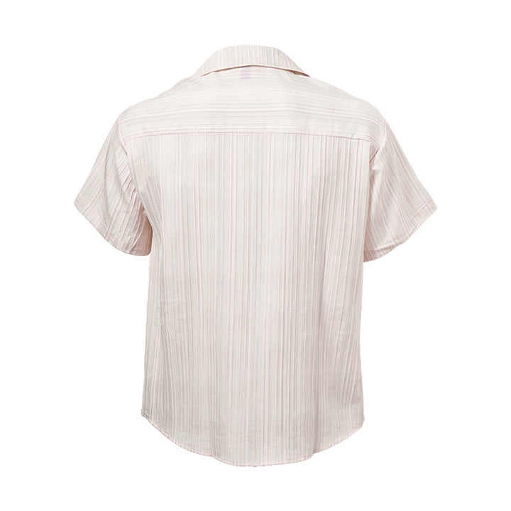 Chemise beige texturée artisanale avec broderie noire - image 10