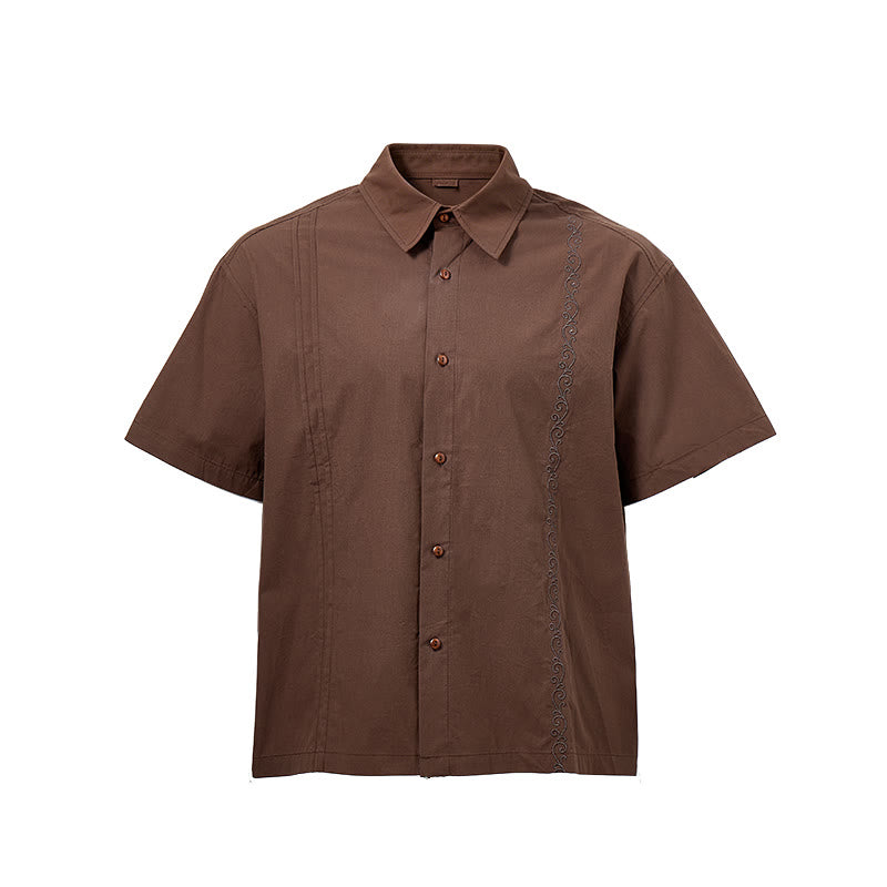 Chemise oversize marron foncé à manches courtes et broderie latérale - image 8