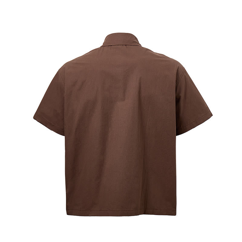 Chemise oversize marron foncé à manches courtes et broderie latérale - image 9