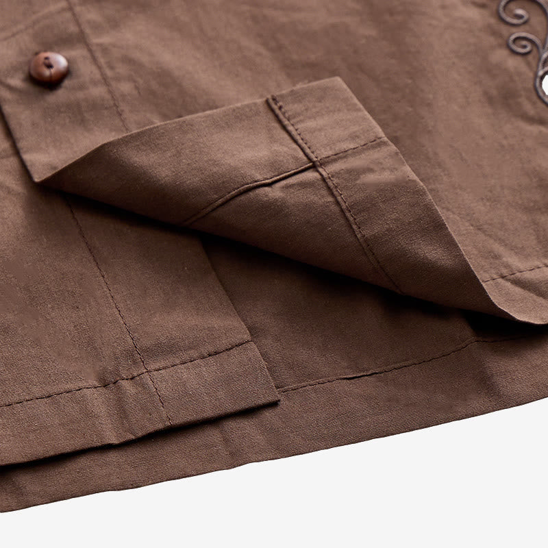 Chemise oversize marron foncé à manches courtes et broderie latérale - image 6