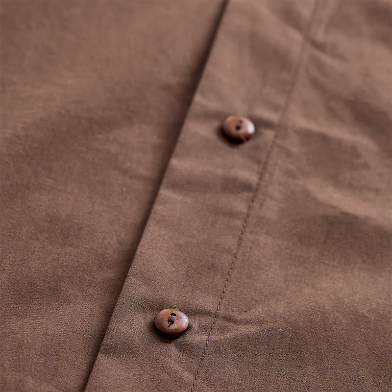 Chemise oversize marron foncé à manches courtes et broderie latérale - image 5