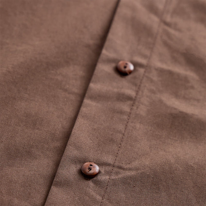 Chemise oversize marron foncé à manches courtes et broderie latérale - image 5