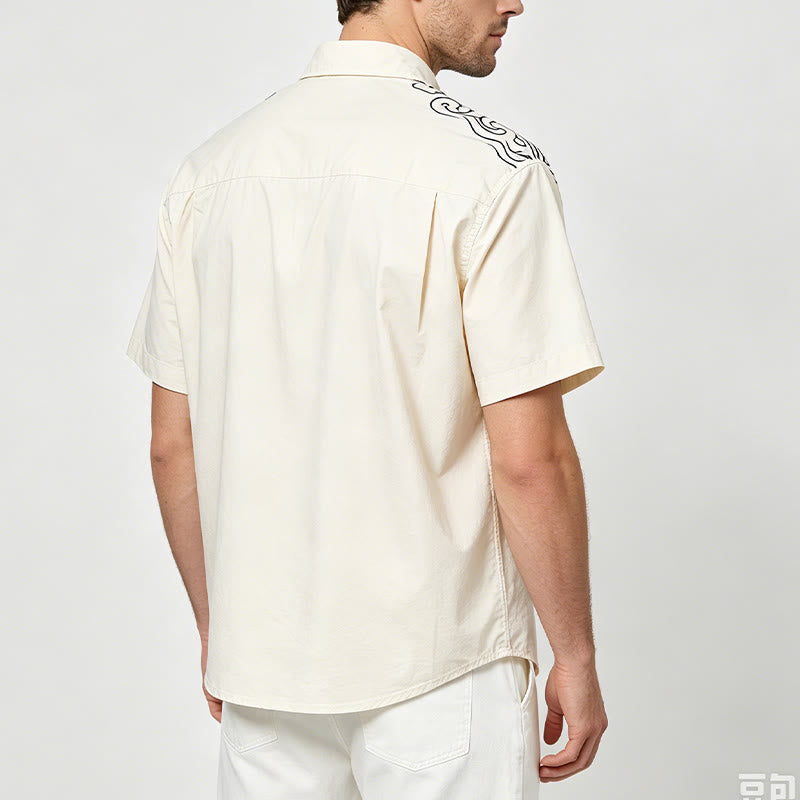 Chemise à manches courtes brodée de nuages ​​streetwear - image 4