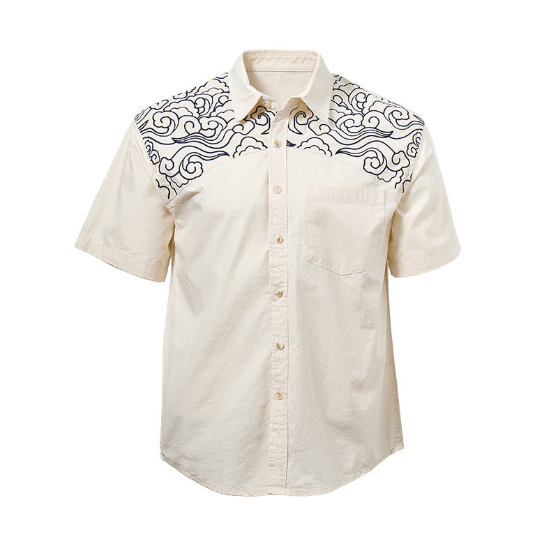 Chemise à manches courtes brodée de nuages ​​streetwear - image 17