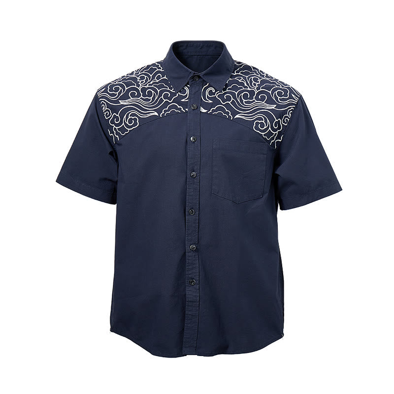 Chemise à manches courtes brodée de nuages ​​streetwear - image 15