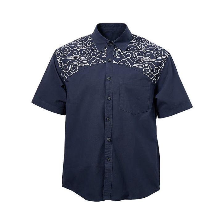 Chemise à manches courtes brodée de nuages ​​streetwear - image 15