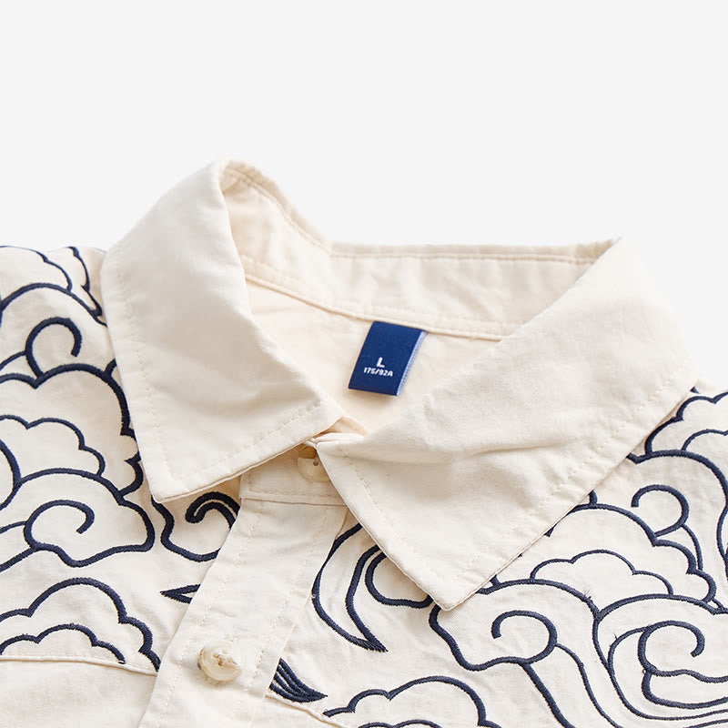 Chemise à manches courtes brodée de nuages ​​streetwear - image 10