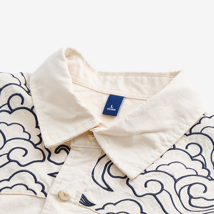 Chemise à manches courtes brodée de nuages ​​streetwear - image 10
