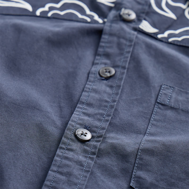 Chemise à manches courtes brodée de nuages ​​streetwear - image 6