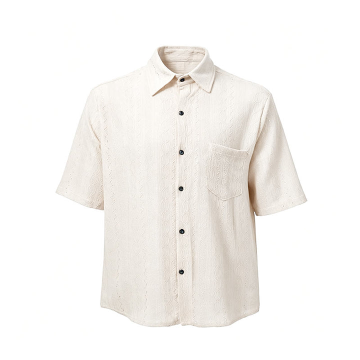 Chemise boutonnée décontractée en maille jacquard rétro - image 12