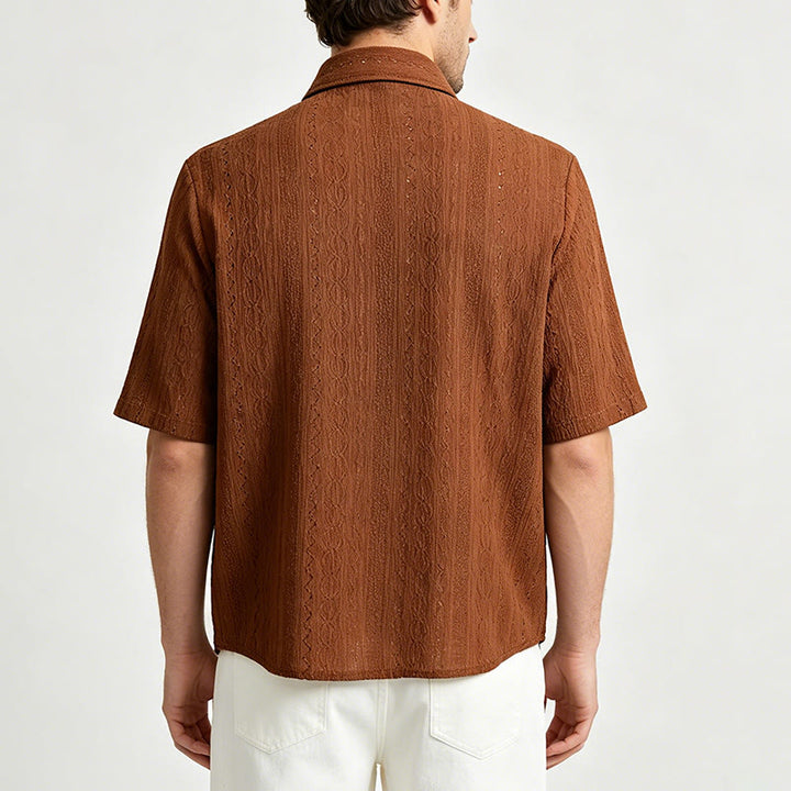 Chemise boutonnée décontractée en maille jacquard rétro - image 3
