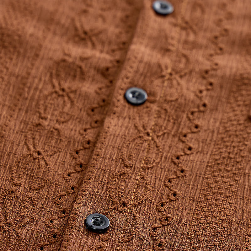 Chemise boutonnée décontractée en maille jacquard rétro - image 6