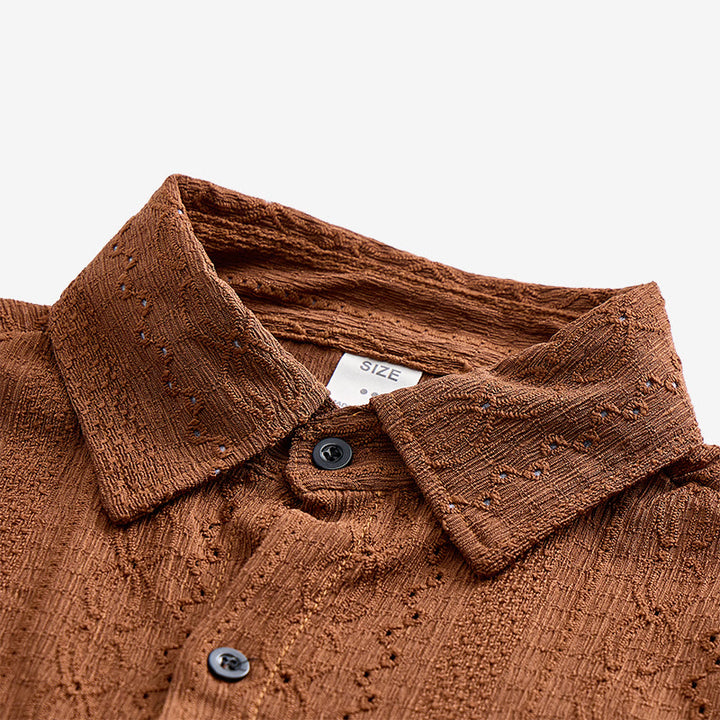 Chemise boutonnée décontractée en maille jacquard rétro - image 5