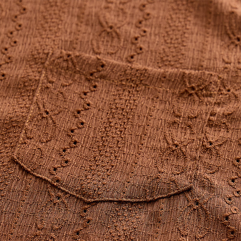 Chemise boutonnée décontractée en maille jacquard rétro - image 7