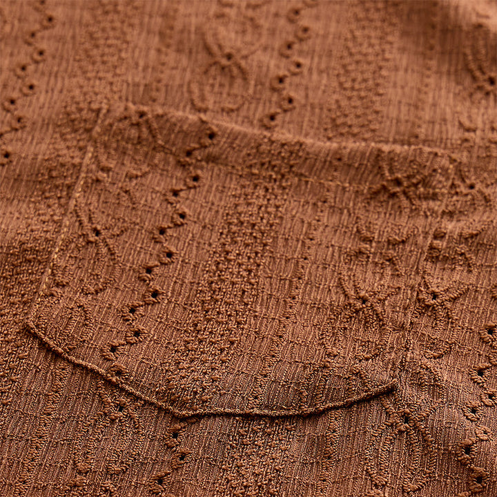 Chemise boutonnée décontractée en maille jacquard rétro - image 7