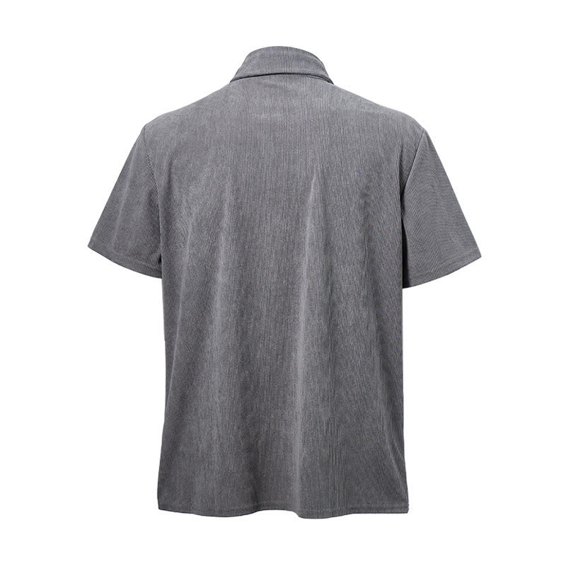 Chemise de travail rétro pour homme en velours côtelé avec poche étiquette en cuir - image 14