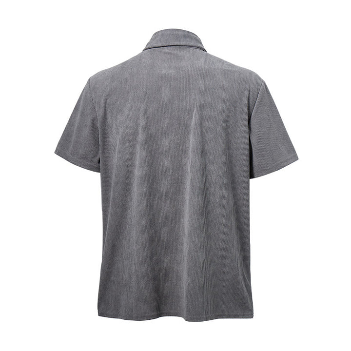 Chemise de travail rétro pour homme en velours côtelé avec poche étiquette en cuir - image 14