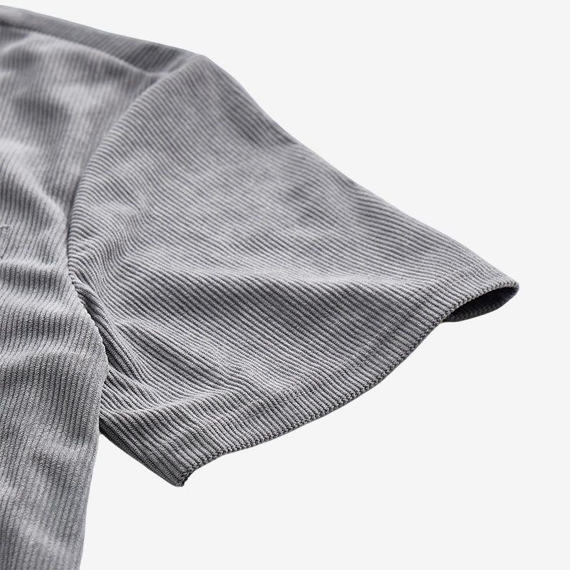 Chemise de travail rétro pour homme en velours côtelé avec poche étiquette en cuir - image 12