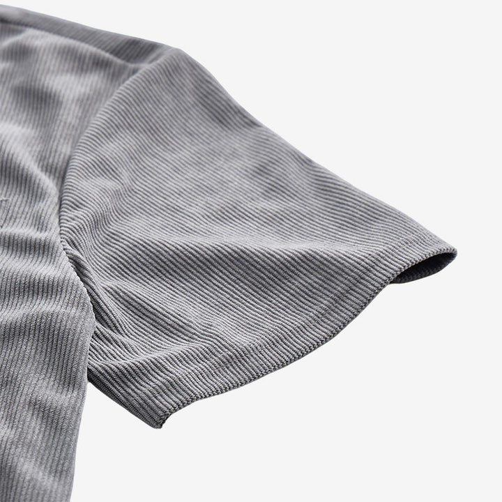 Chemise de travail rétro pour homme en velours côtelé avec poche étiquette en cuir - image 12
