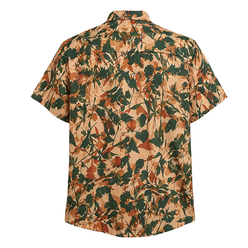 Chemise homme à imprimé botanique vert terre et beige - image 5