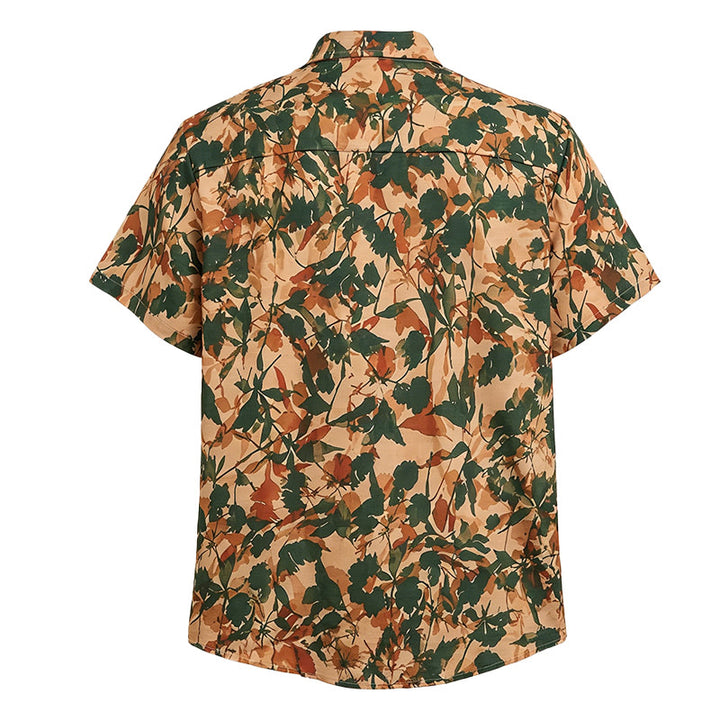 Chemise homme à imprimé botanique vert terre et beige - image 5