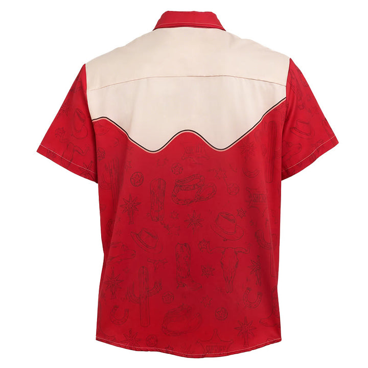 Chemise homme vintage imprimée cactus et chat sur le thème western - image 5