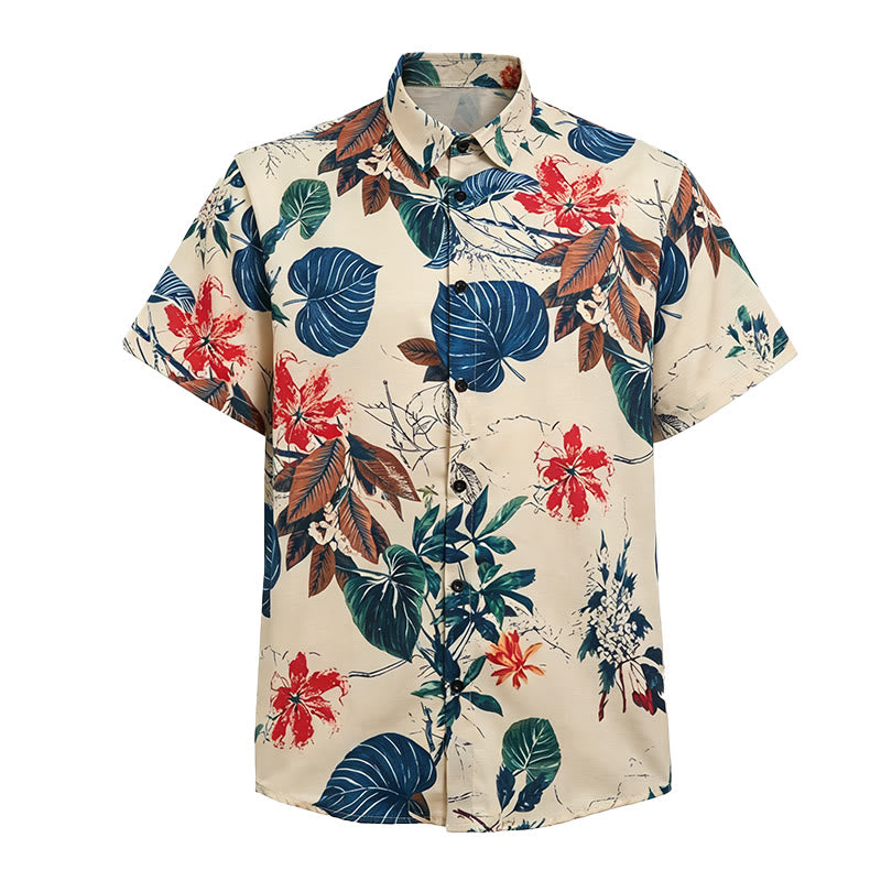 Chemise crème pour homme à imprimé botanique tropical - image 4