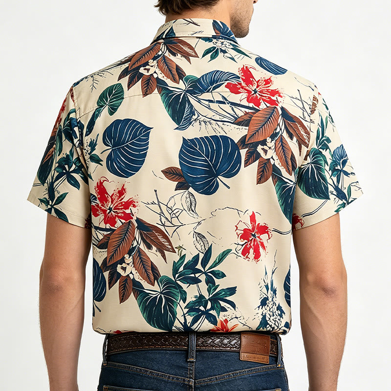 Chemise crème pour homme à imprimé botanique tropical - image 3