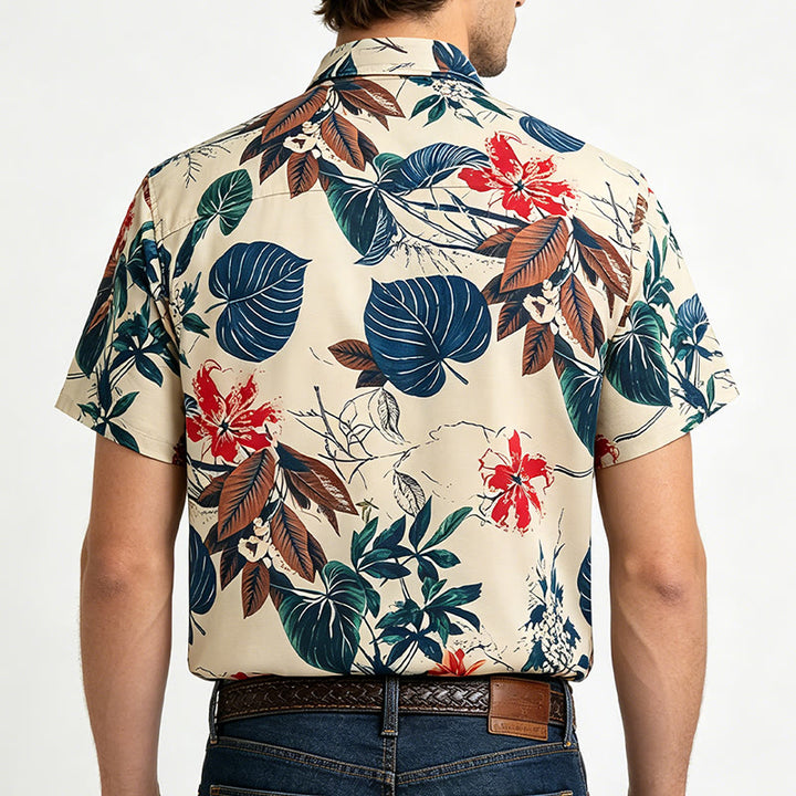 Chemise crème pour homme à imprimé botanique tropical - image 3