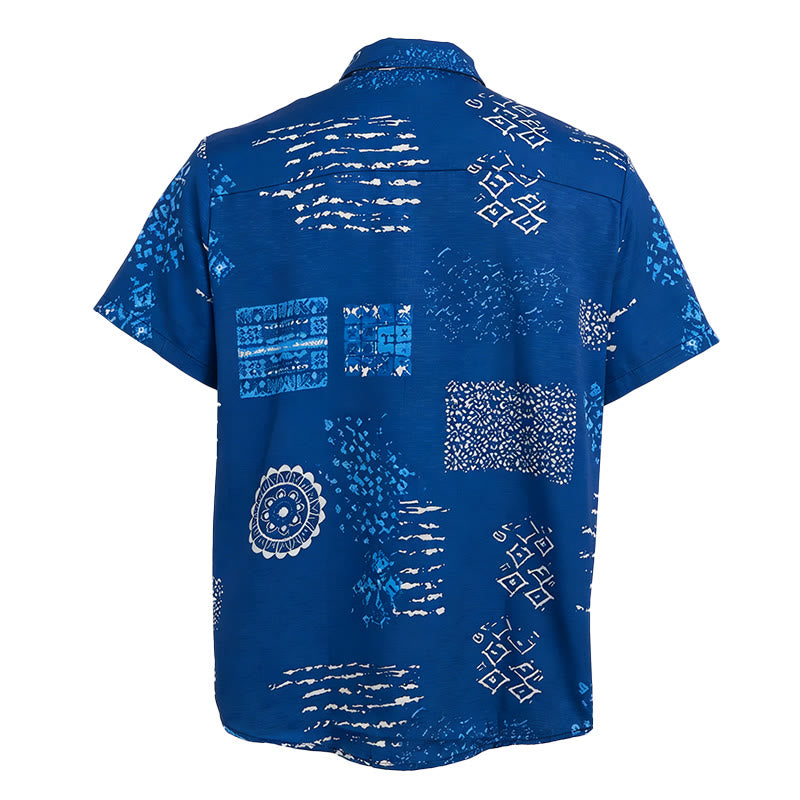 Chemise homme bleu marine à imprimé patchwork inspiré du batik - image 5