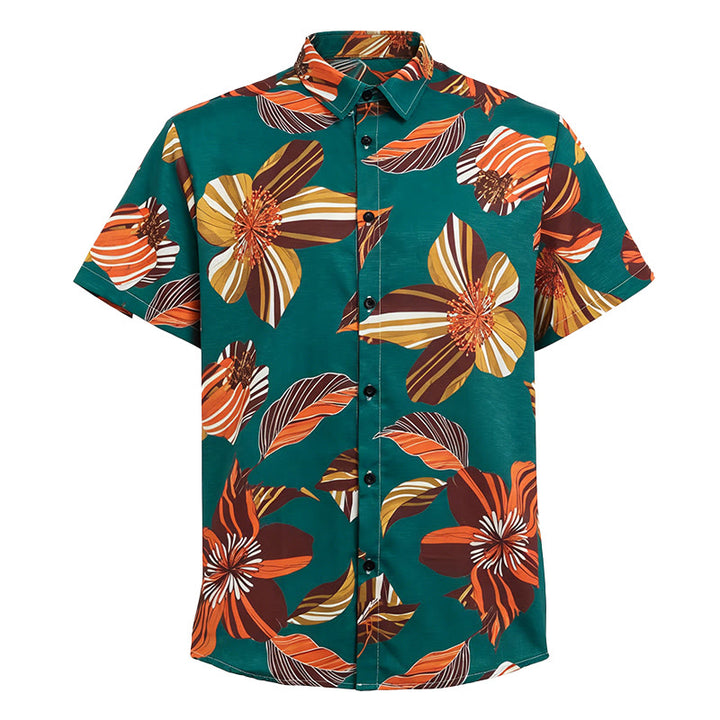 Chemise hawaïenne turquoise à imprimé floral botanique pour homme - image 4