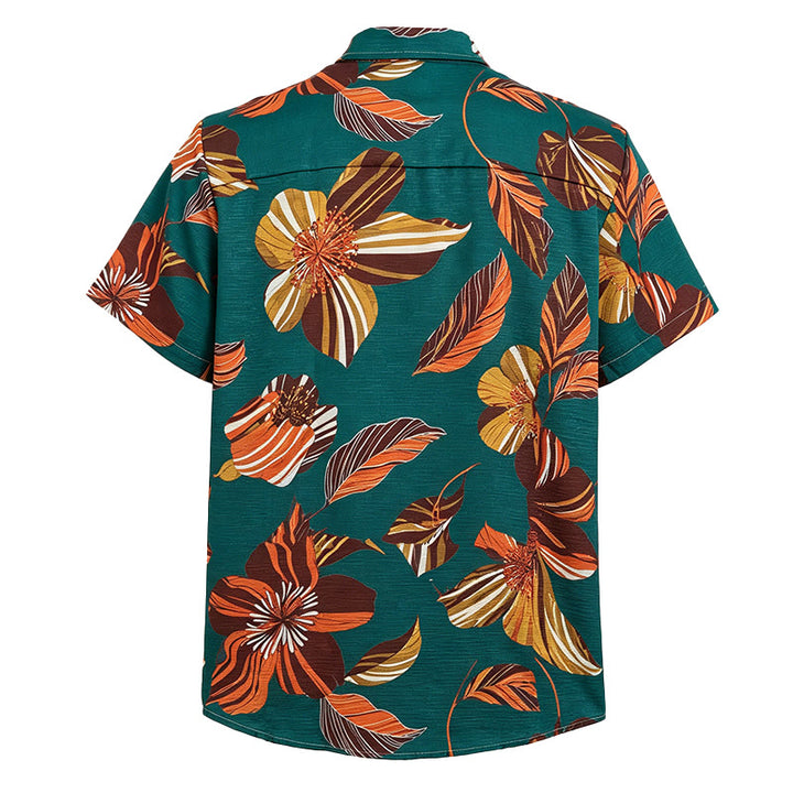 Chemise hawaïenne turquoise à imprimé floral botanique pour homme - image 5