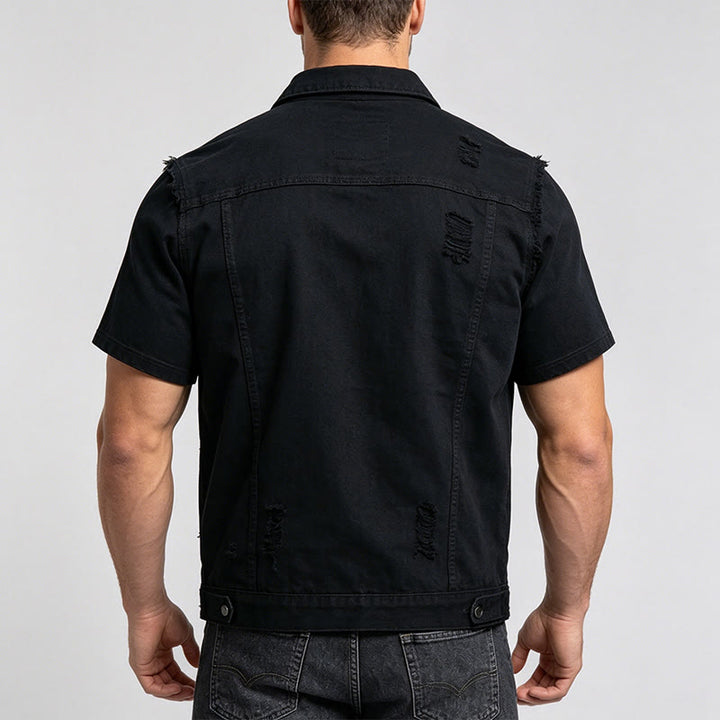Gilet en jean déchiré sans manches pour homme - image 3