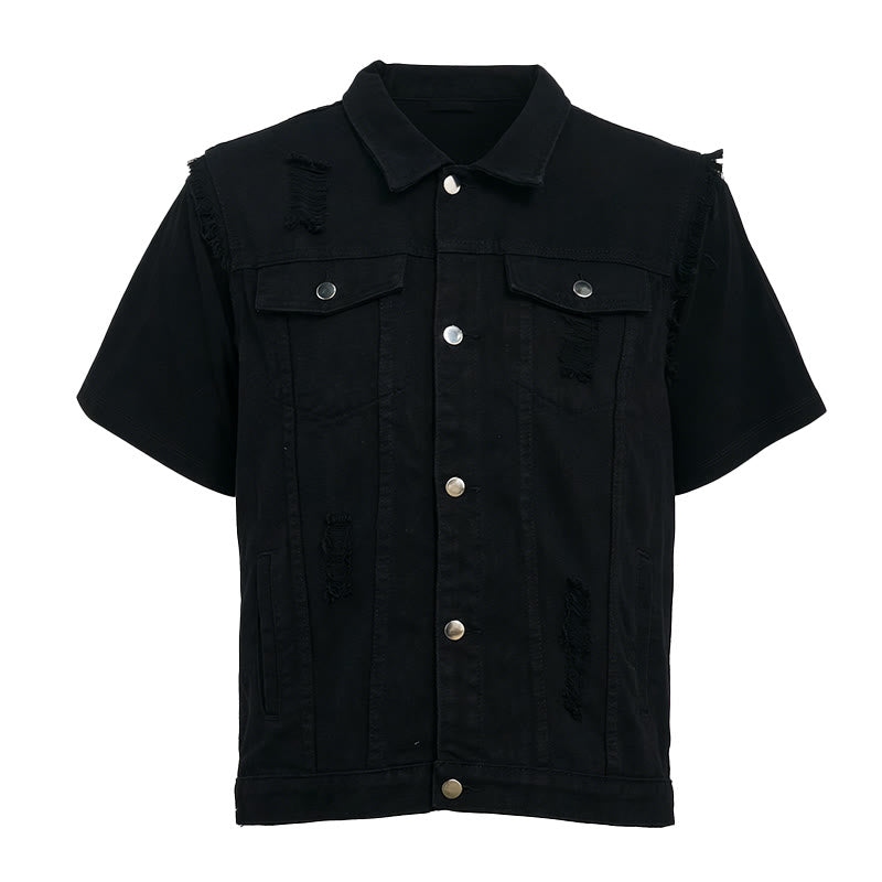 Gilet en jean déchiré sans manches pour homme - image 5