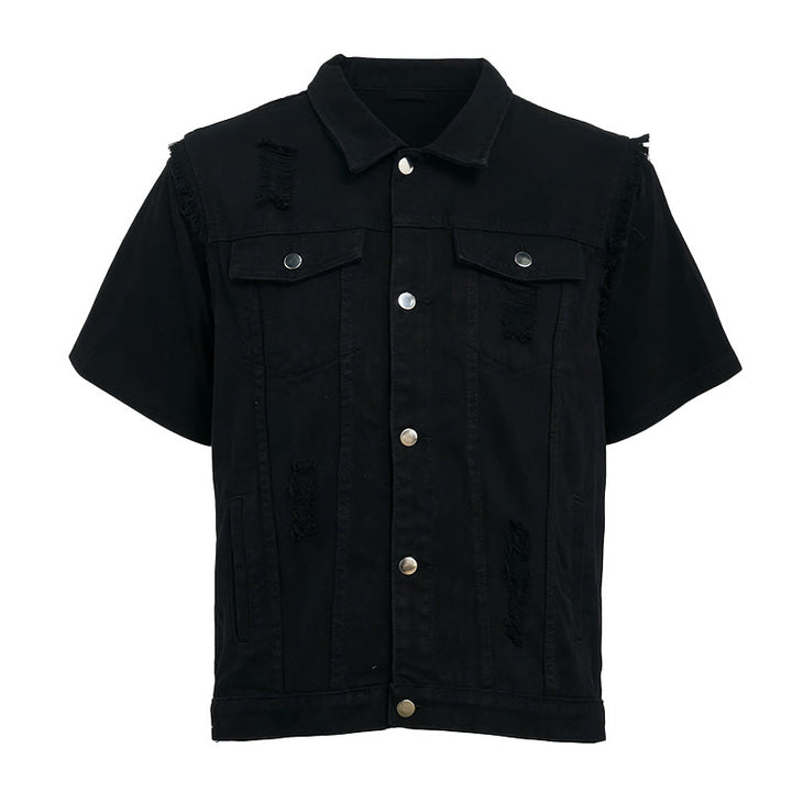 Gilet en jean déchiré sans manches pour homme - image 5