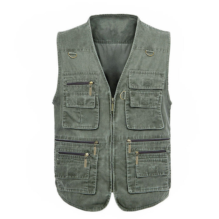 Gilet d'extérieur pour homme en toile lavée avec plusieurs poches zippées - image 9