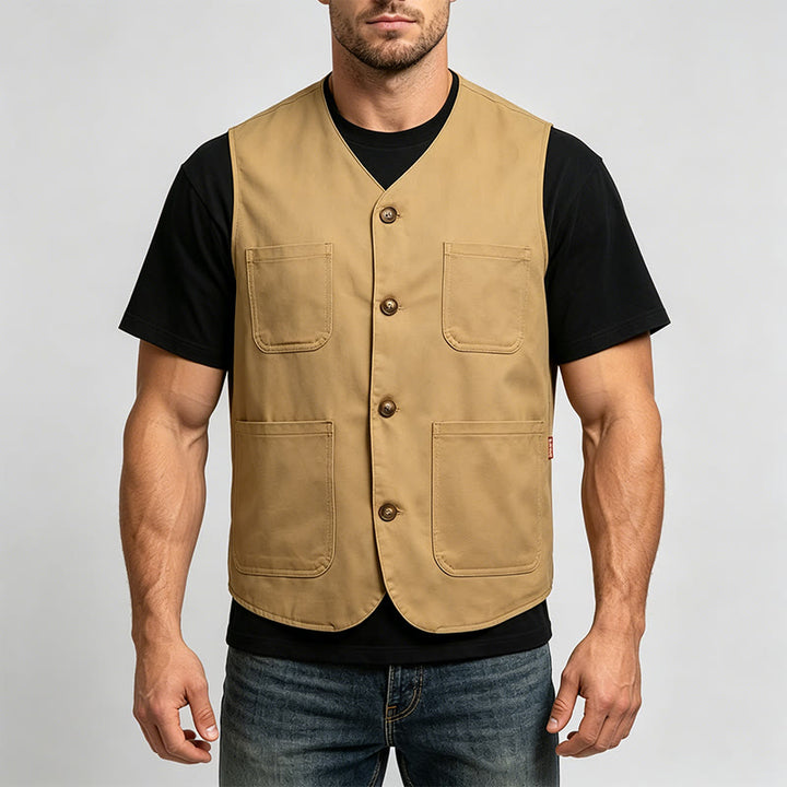 Gilet de travail léger à boutons pour homme, idéal pour l'extérieur - image 1