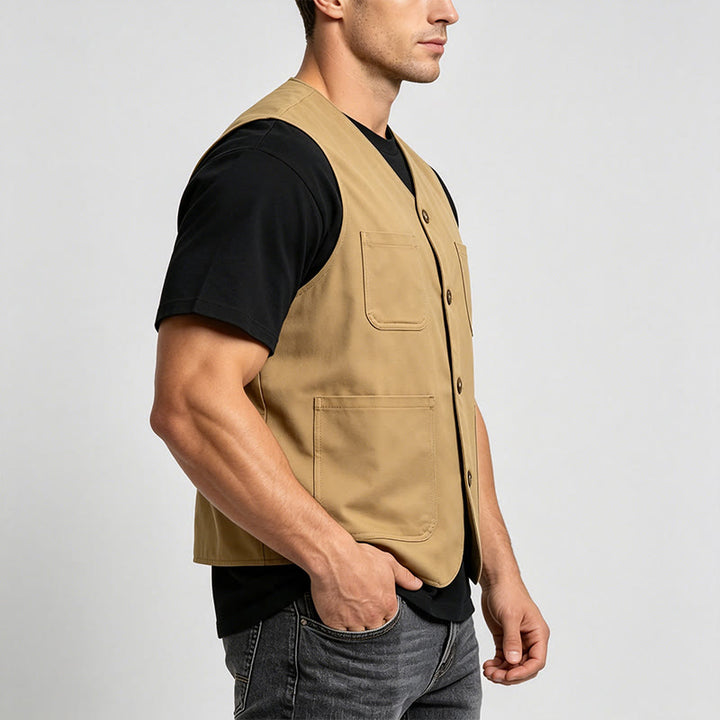 Gilet de travail léger à boutons pour homme, idéal pour l'extérieur - image 2