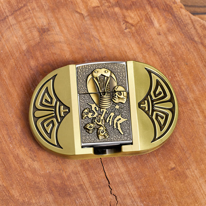 Ceinture en cuir pour homme, motif crâne de cobra gothique à monter soi-même, avec briquet dissimulé - image 8