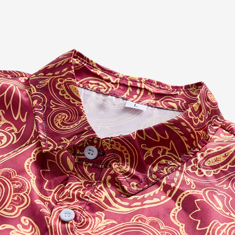 Chemise habillée pour homme, brillante et luxueuse, à motif cachemire vintage - image 6