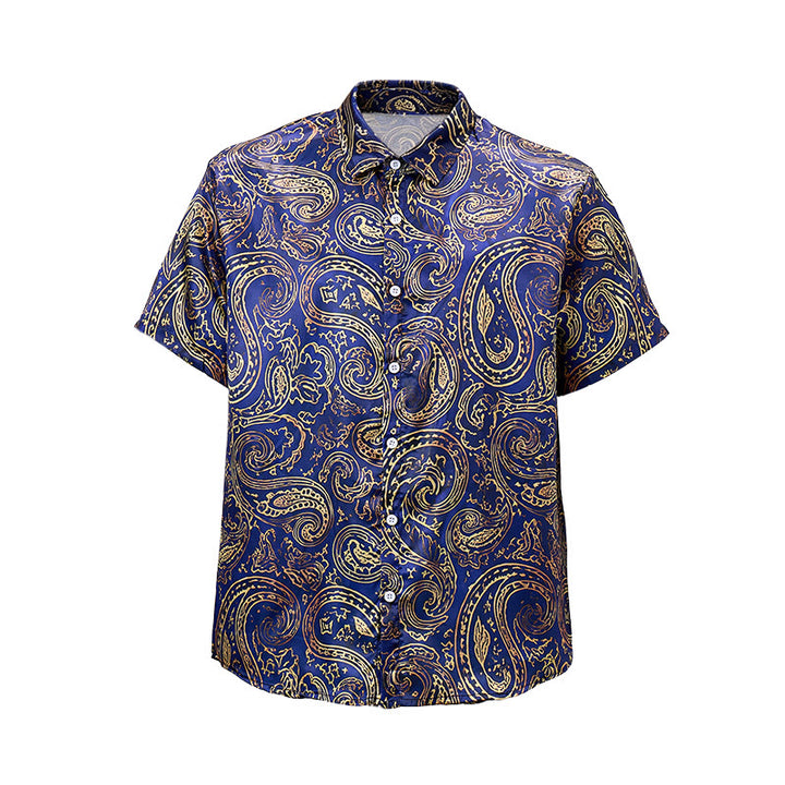 Chemise habillée pour homme, brillante et luxueuse, à motif cachemire vintage - image 12